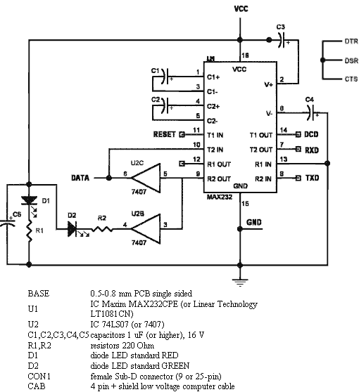 Smart card (Sim card) PC adapter cable (sim reader/writer) schematic pinout diagram @ pinoutguide.com