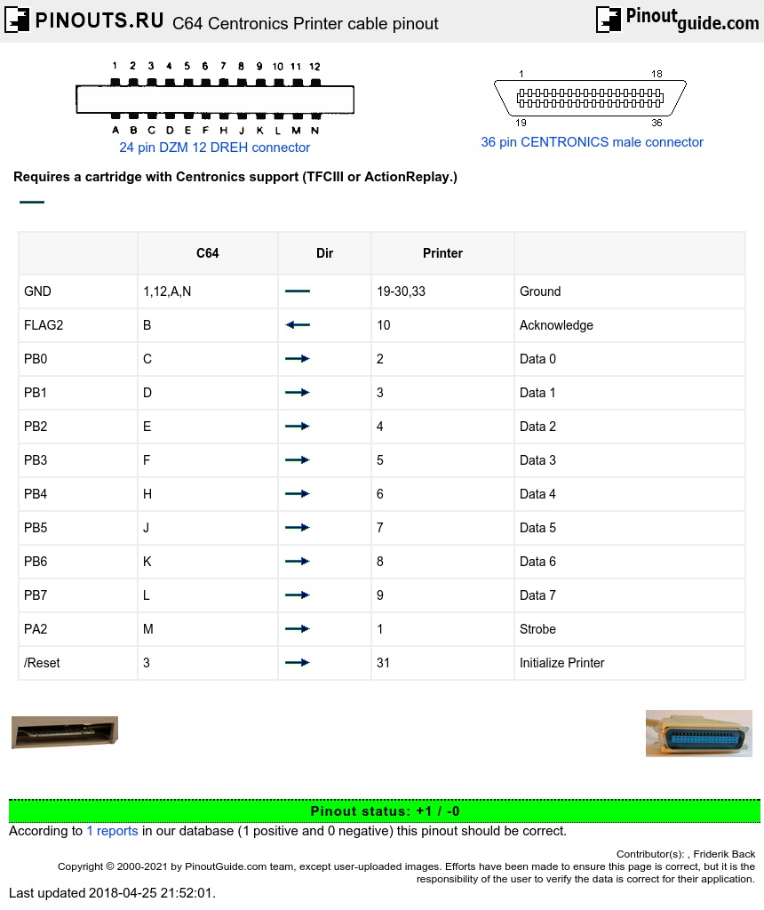C Centronics Printer Cable Pinout And Wiring Old Pinouts Ru