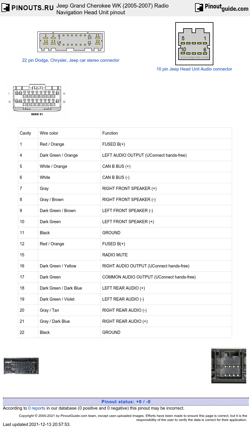 2005 Jeep Grand Cherokee Limited Stereo Wiring Diagram from pinoutguide.com