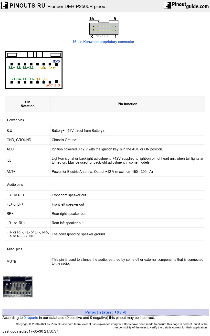 pioneer radio pinout